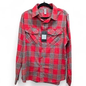WEIV LA Red Plaid Flannel Button Up Shirt Cotton Blend Streetwear M NWT Grunge‎